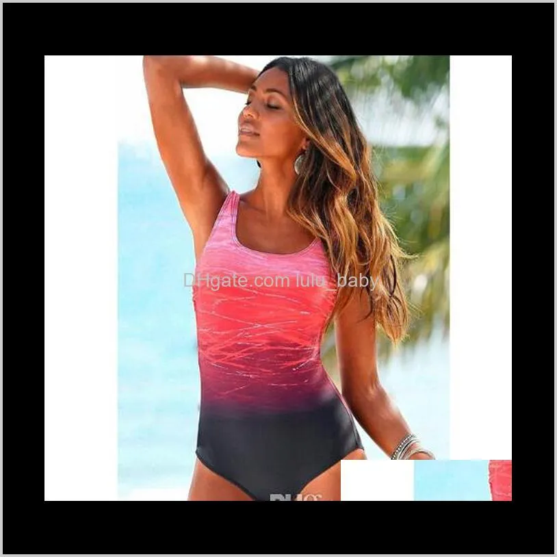 one piece swimsuit women vintage gradient swimwear criss cross back monokini bath suit beach wear maillot de bain