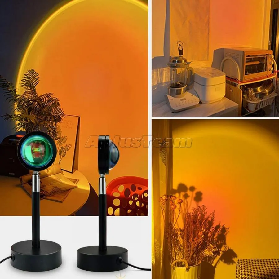 Sunset Projection Lamp USB LED Night Light Photography Background Projector LED Lamp Night Light for Home Living Bedroom Decor AL08
