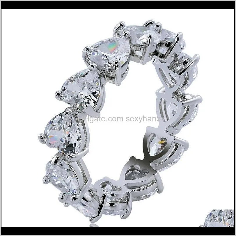 love shape hip hop zircon ring lovers ring full of gemstone rings fashion male jewelry