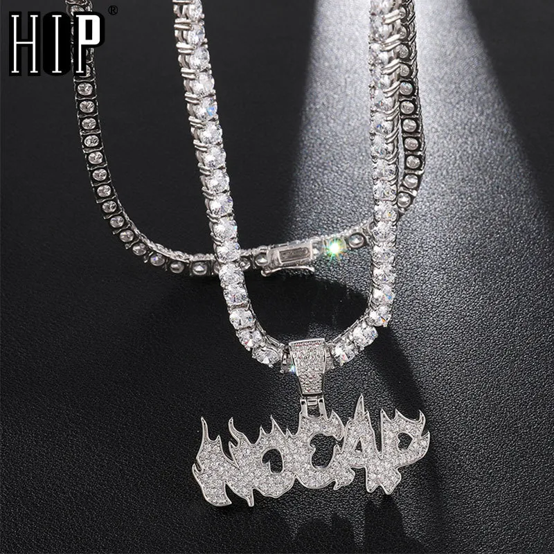 Hip Hop Iced Out Bling No Cap Cubic Zirconia Micro Paved CZ Necklaces & Pendants For Men Jewelry With Tennis Chain X0509