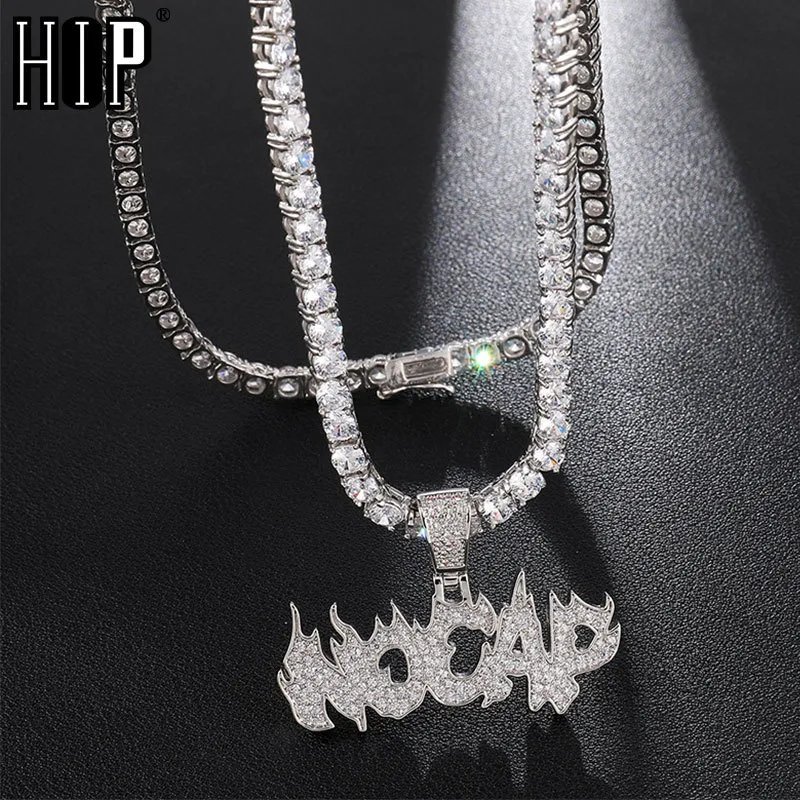 Hip Hop Iced Out Bling No Cap Cubic Zirconia Micro Paved CZ Halsband Pendants För Män Smycken Med Tennis Chain X0509