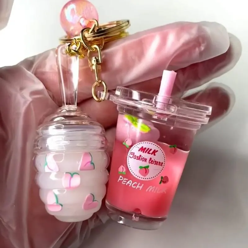 Peach Moisturizing Lipgloss Fruit Scent Women's Keychain Lip Gloss Vegan Glitter Set Vendor
