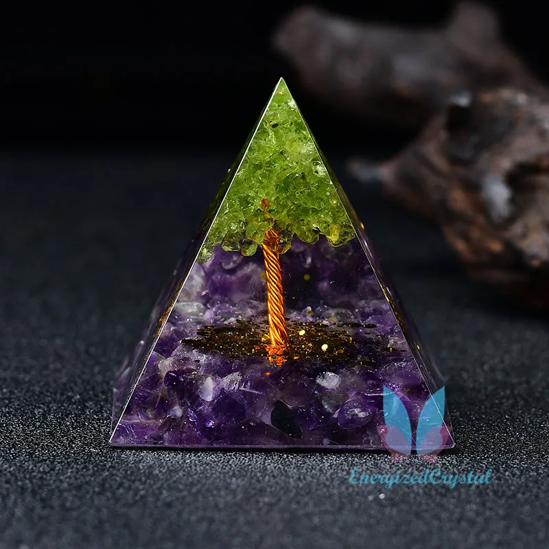 Orgone Pyramid of Life Amethyst Quartz Healing Meditation Crystal