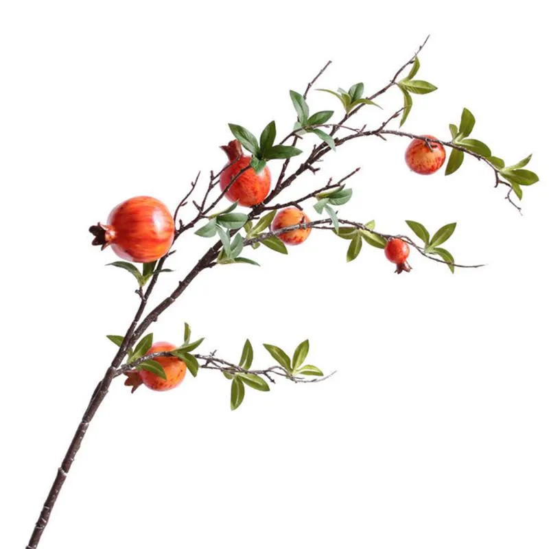 Party Decoration 5PCS Artificial Plants Fruit Berries Pomegranate 95cm Faux Persimmon Branch 80cm Plastic Branches Office Aesthetic Room Dec