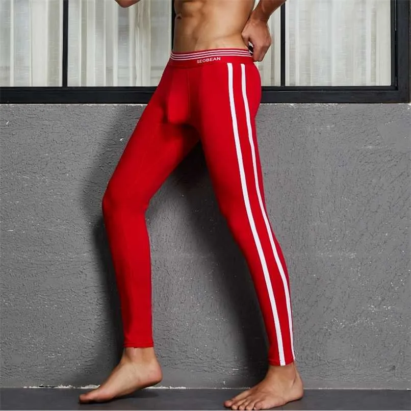 SEOBEAN automne et hiver hommes sexy coton coloré Long johns taille basse thermique caleçon 211110