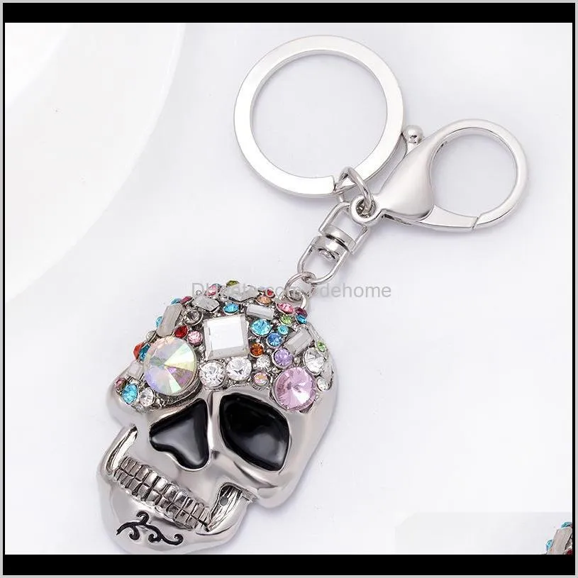 keychain rhinestone skeleton key chain film surrounding fashion keychain classic keyrings skull key ring pendant jewelry