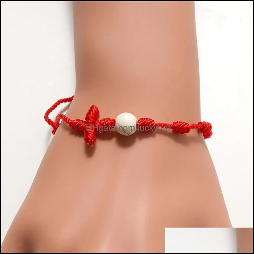 Link, Chain Red Bracelet Rope Cross Woven Natal Year For Men And Women