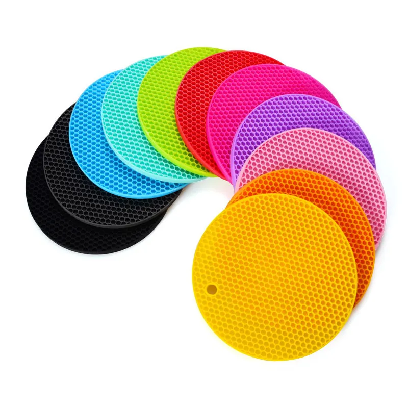 Tapis ronds en silicone anti-dérapant Multifonctionnel résistant à la chaleur Pot table Coaster Coussin Place Mat Holder Accessoires de cuisine FHL326-WY1652