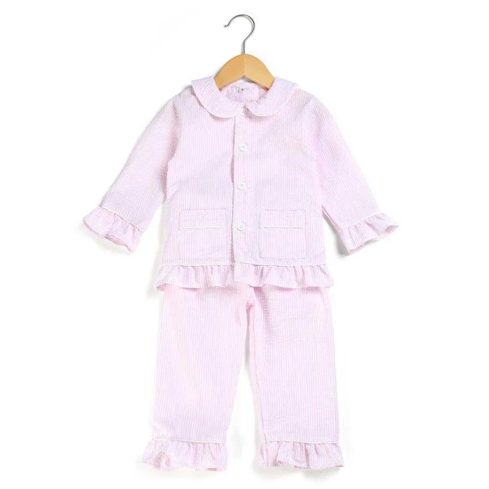 Pijamas De Manga Larga 12 A os Ni os Y Ni as Seersucker Verano