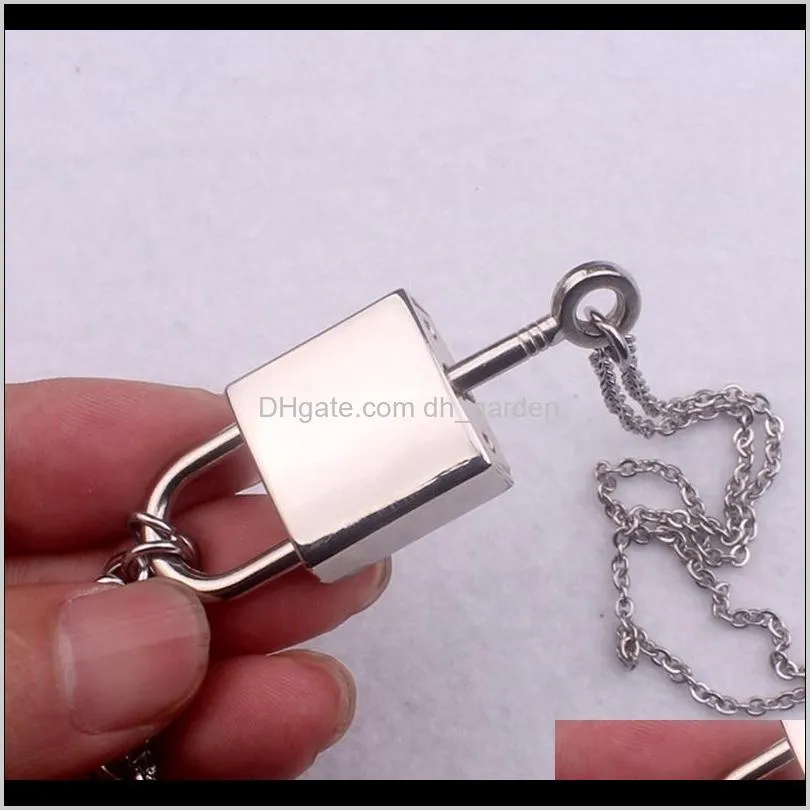 fashion key padlock pendant necklace for women men silver colour lock layered chain on the neck with punk jewelry necklaces