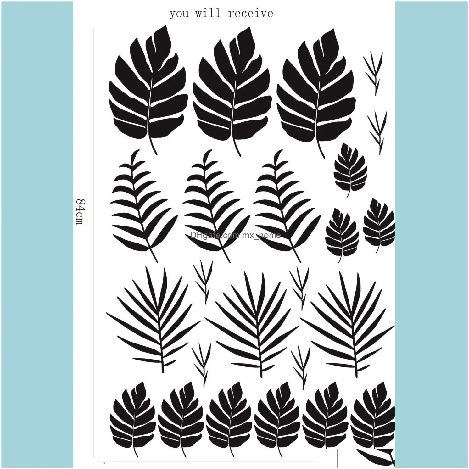 Palm Leaf Tropical Design Wall Decals Home Decor For Kids Room Vinyl Wall Sticker Decoration Nursery Removable DIY Mural N837 201201