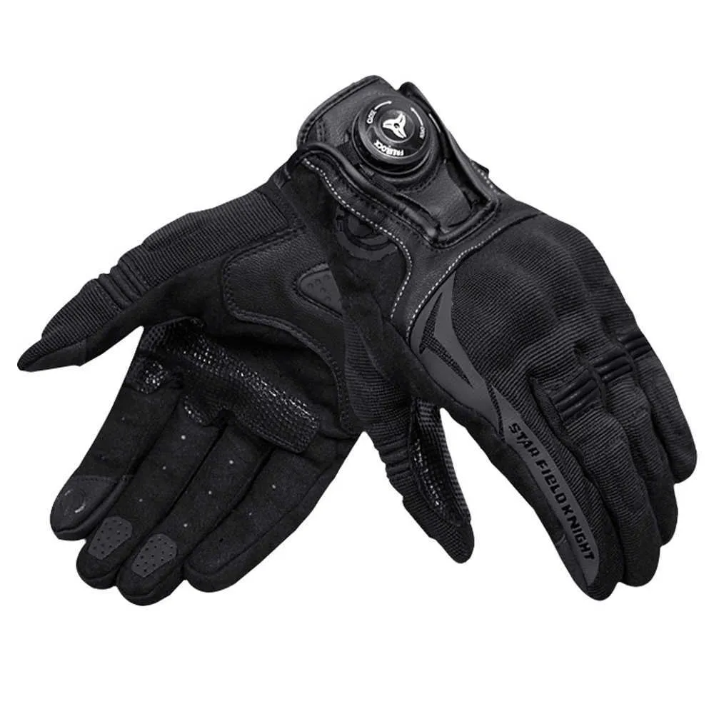 Star Rider-Nylon Material Cashmere Motorcykelhandskar Andas sommarsäsong Off-Road Black Red Color Knight Gloves H1022