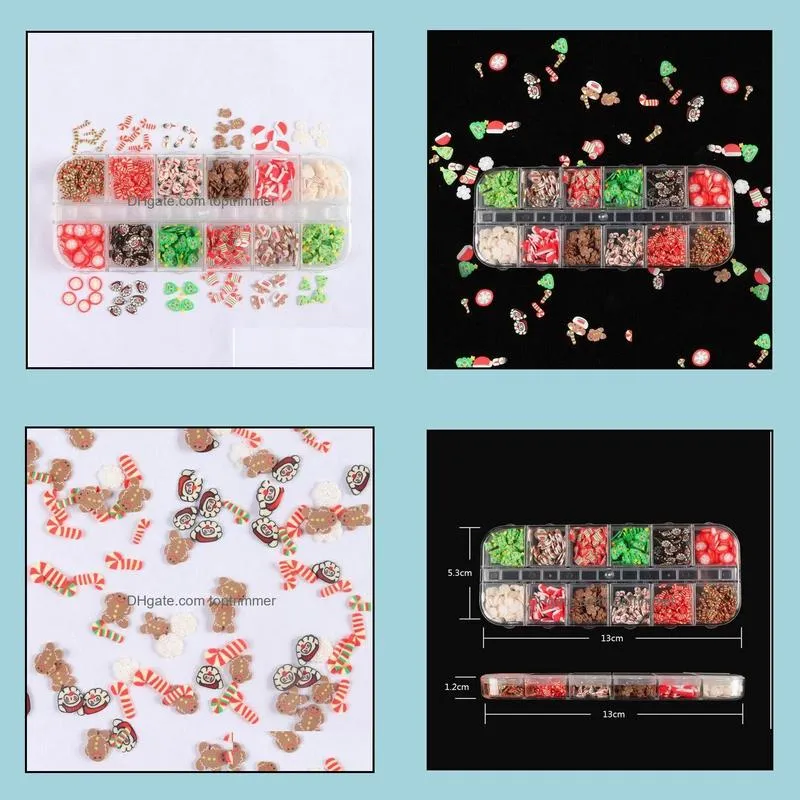 Christmas Nail Art Decoration Polymer Clay Slice Epoxy Resin Shaker Fillers Pumpkin Witch Ghost Bat Zombie Slime Slices Filling Flakes