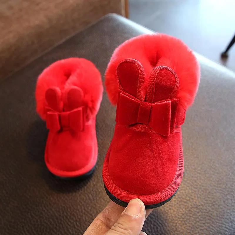Botas 2022 inverno neve meninas pelúcia telhado princesa bota bebê aquecido sapatos de algodão menino crianças