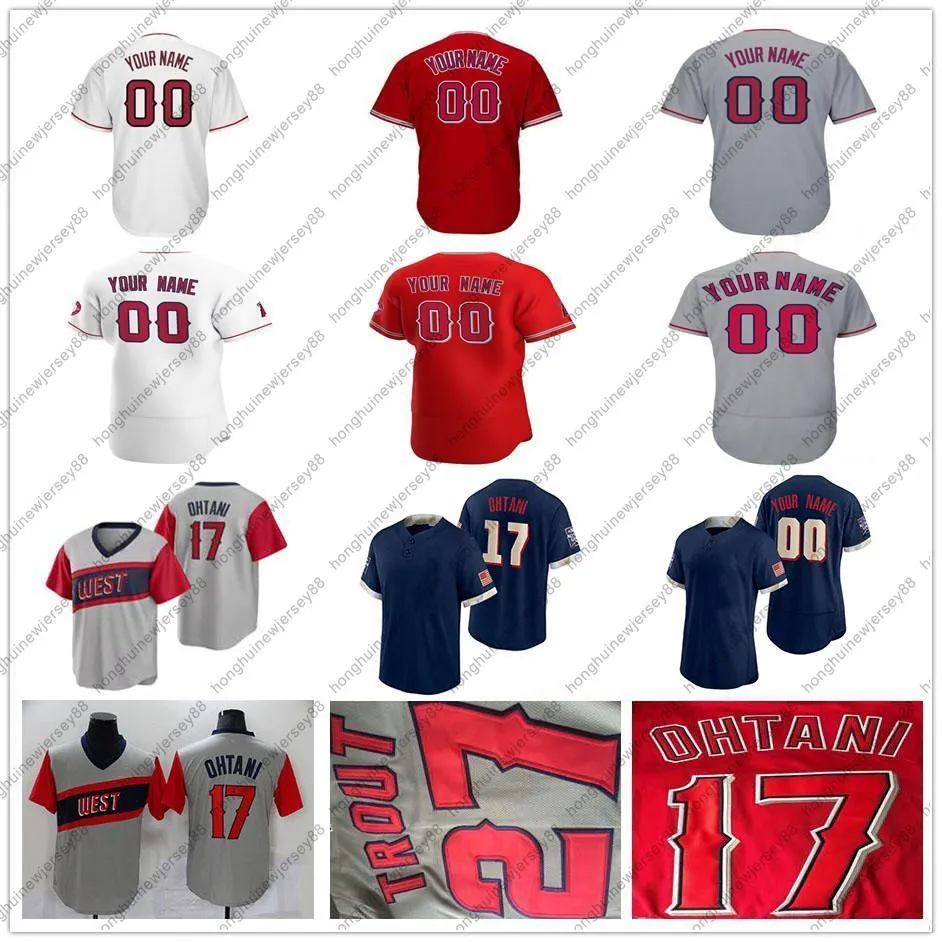 17 Shohyi Ohtani Jersey 27 مايك تروت 6 أنتوني رندون ديلان بوندي جوستين أوبتون ديفيد فليتشر جواديل الأبيض الأحمر مخصص لاعب البيسبول الفانيلة الرجال النساء الشباب الاطفال