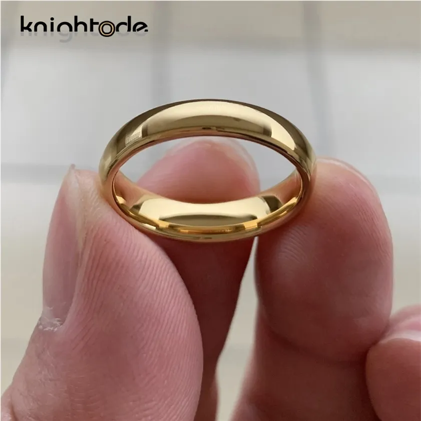 2mm 4mm Womens Tungsten Carbide Rings Gold Color Wedding Band Dome Polished Comfort Fit 220216