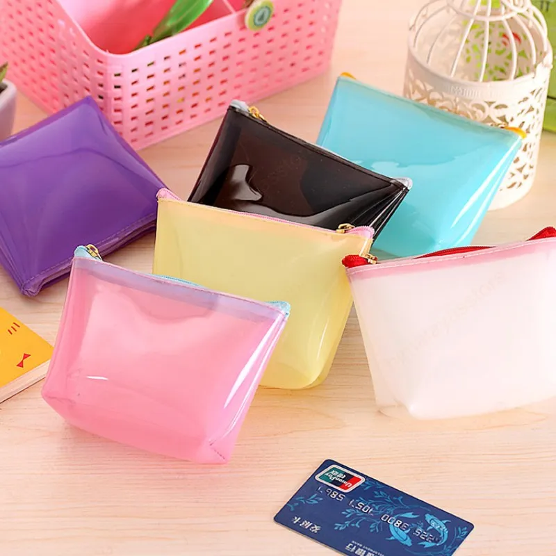 Candy Color Coin Purse Women Girl Silica Gel Cute Coin Wallet Zipper Mini Bags Key Headset Coin Holder Random Color