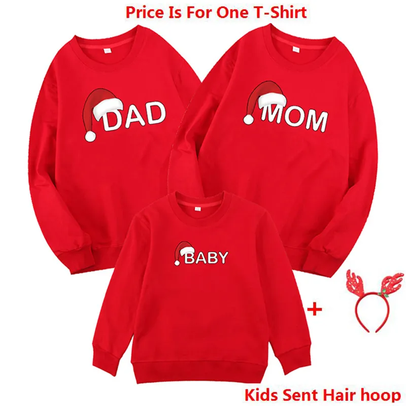 Noel Aile Bak Yetişkin Çocuklar T-Shirt Eşleştirme Kıyafet Anne Kızı Oğul Baba 210429