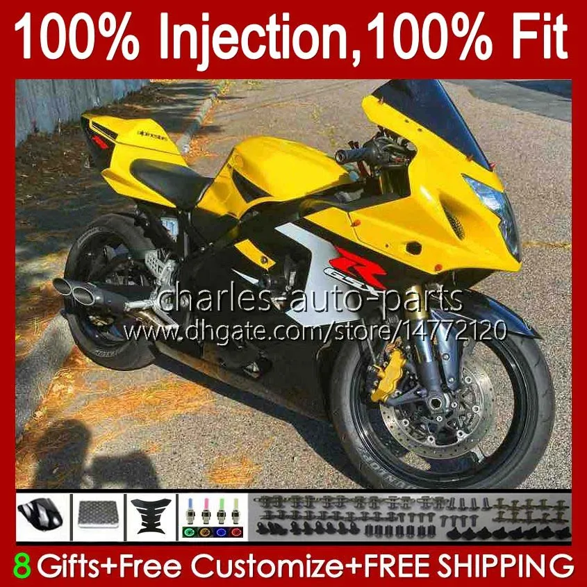 Injection Mold Fairings For SUZUKI Black yellow GSXR600 GSXR750 GSXR-750 K4 04 05 43No.141 GSXR 750CC 600CC 750 600 CC GSXR-600 2004 2005 GSX-R750 2004-2005 OEM Body Kit