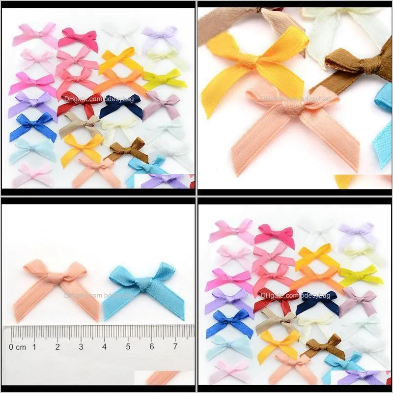 handmade small polyester satin ribbon bow flower tie appliques wedding scrapbooking embellishment crafts accessory