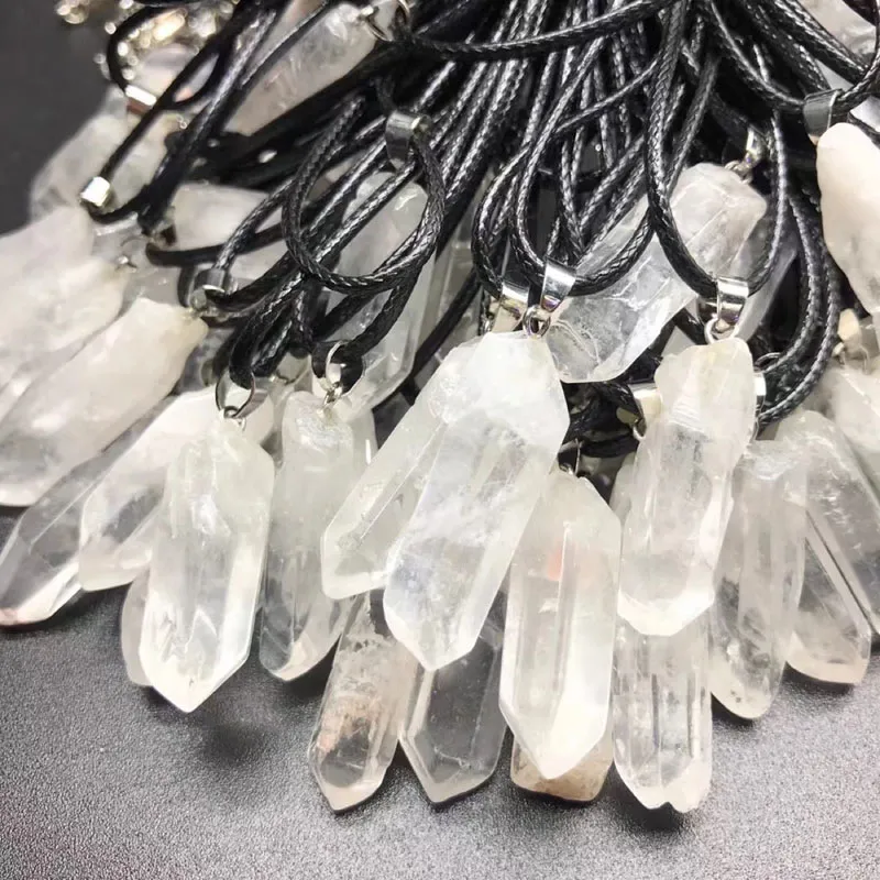 Unregelmäßige DIY Natürliche Original Weiß Kristall Stein Anhänger Halsketten Für Frauen Männer Mode Energie Schmuck Mit Seil Kette