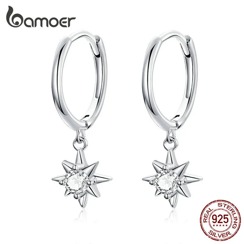 Dangle örhängen med charm äkta 925 sterling silver ljusa stjärnor öron för kvinnor mode smycken sce759 210512