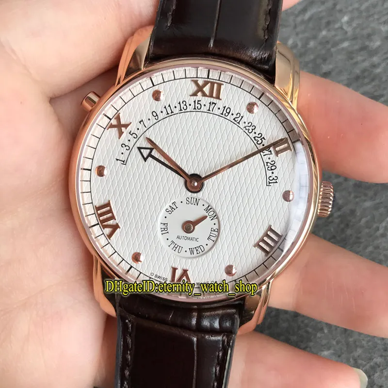 eternity Watches RFF Latest products 41MM 47245/000P-8789 White Retrograde calendar Dial Cal.2460 R31L Automatic Mens Watch Sapphire Rose Gold Case Leather Strap