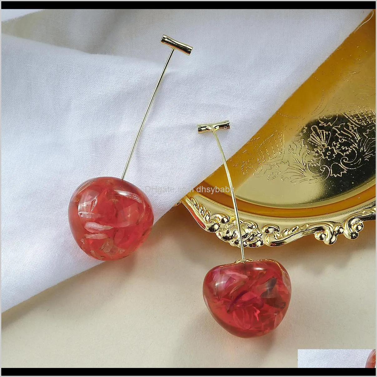 sweet fruit cherry earrings japan korean chic cherry acrylic long dangle drop earring for women party jewelry gift
