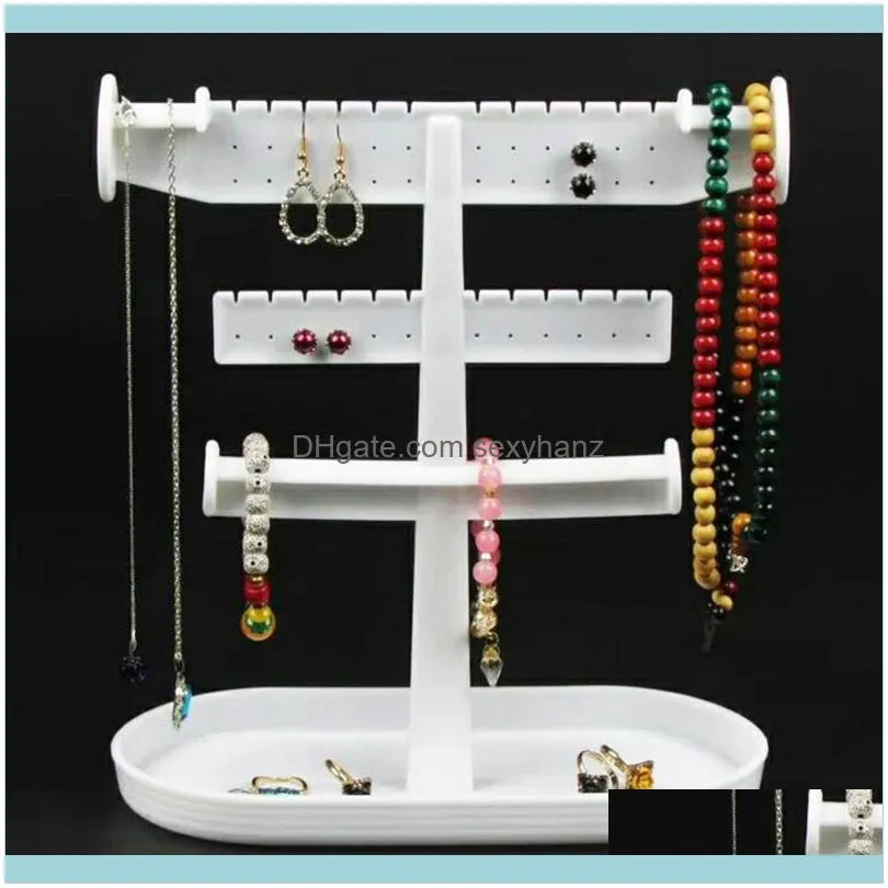 Earrings Holder Classic Stand 36 Holes Ear Stud Bracelet With Tray Dish Jewelry Pouches, Bags