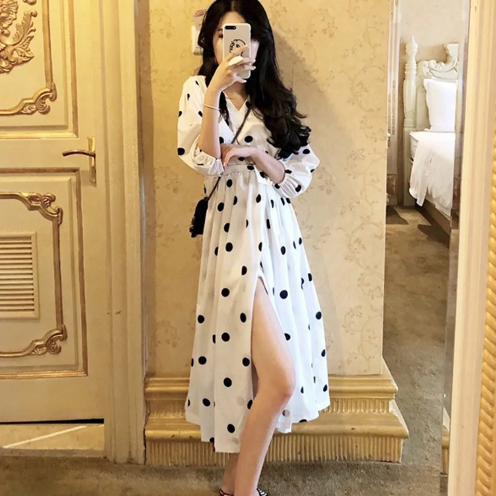 Midi Dress Korean Beach Dress Summer Korean Style Chiffon Long