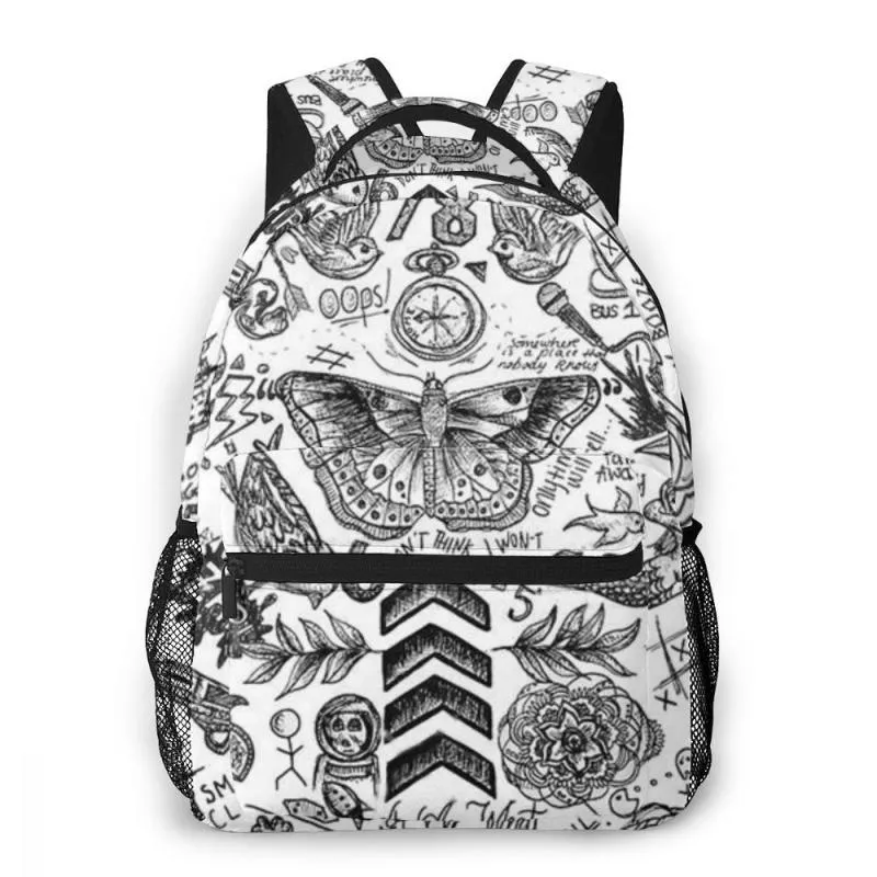 Universal Studios Black and White Drawstring Backpack Canvas Bag with Zipper