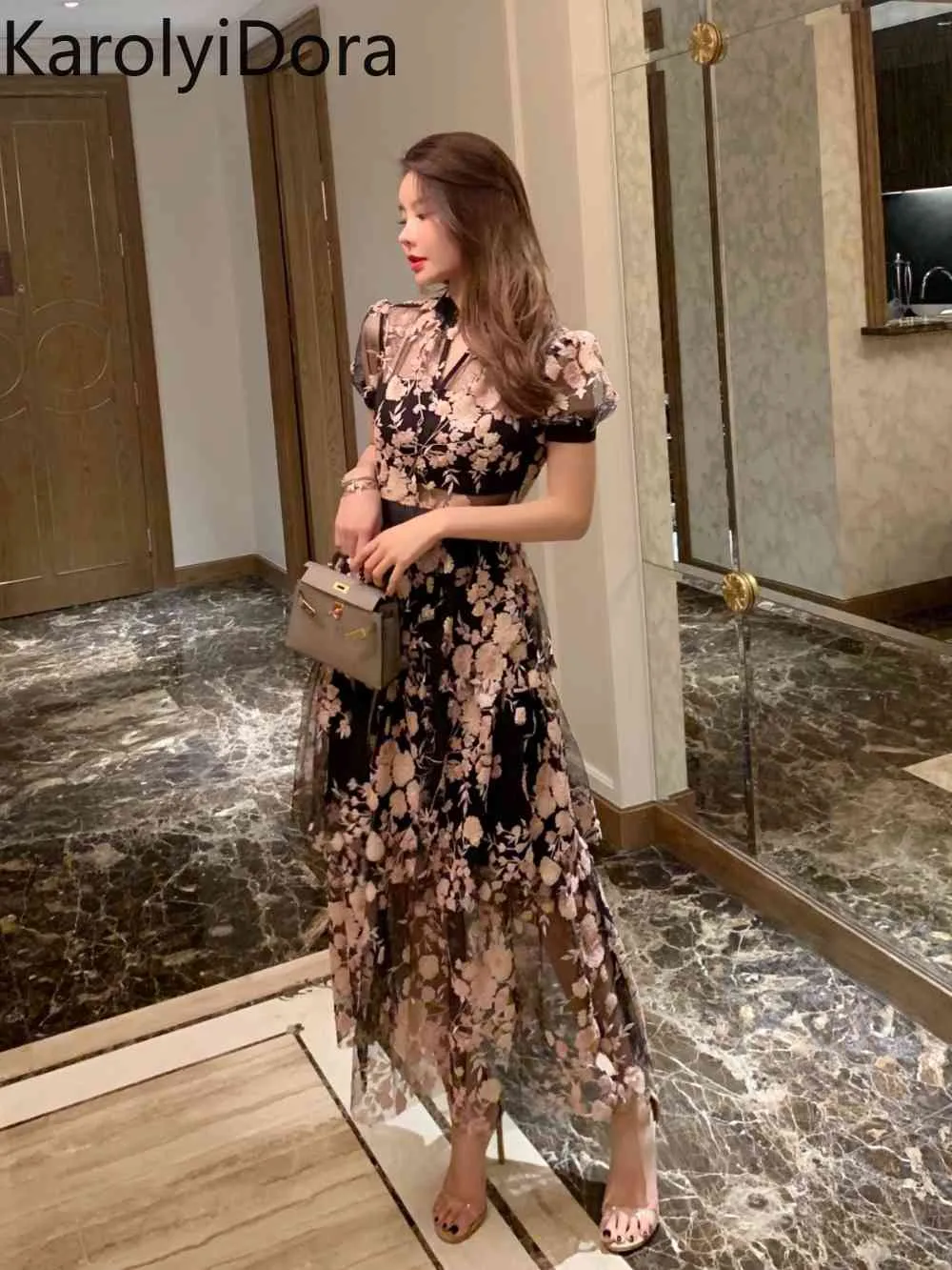 Self Portrait Runway Designer Linen Embroidered Sequined Flower Mesh  Ankle-Length Dress for Women Summer Party from Dhgate Basic & Casual Dresses  - price 85.11