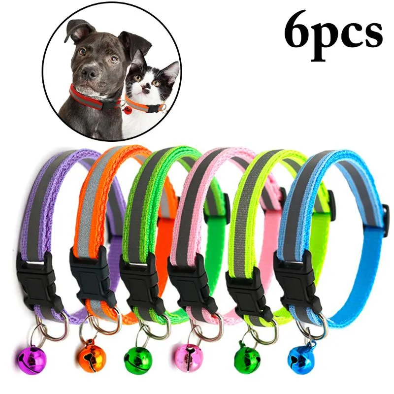 Collari per cani guinzagli 6 pezzi regolabili in nylon 1.0 per animali domestici con collare per collana con ciondoli campanelli per cani di piccola taglia forniture per gatti