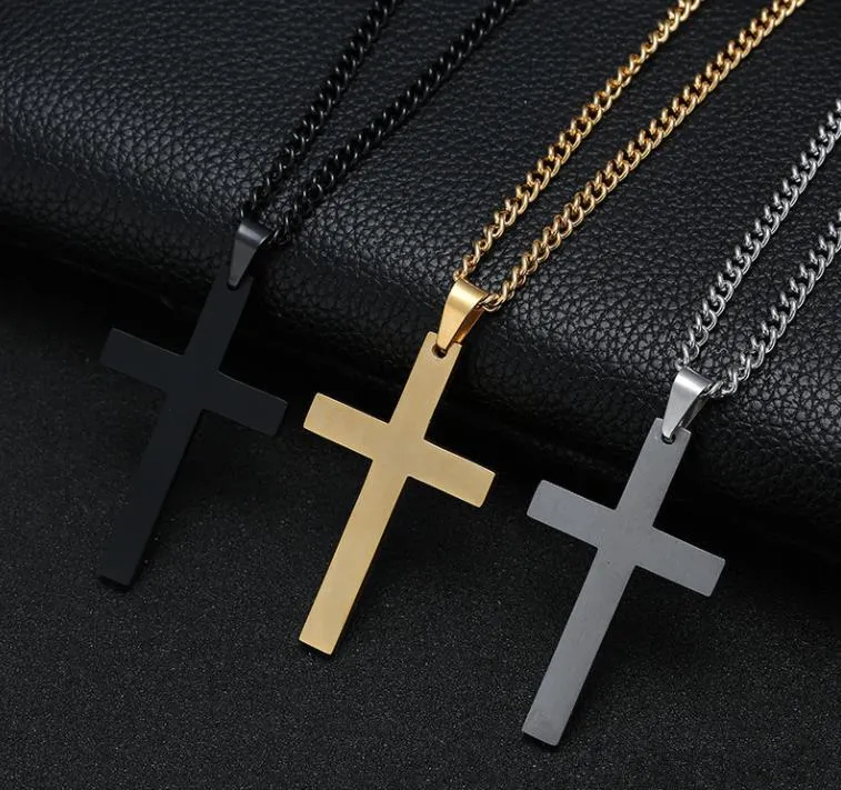 Mens Stainless Steel Cross Pendant Necklaces Party Supplies Men Religion Faith Crucifix Charm Titanium Steels Chain For Women Fashion Jewelry Gift SN4844