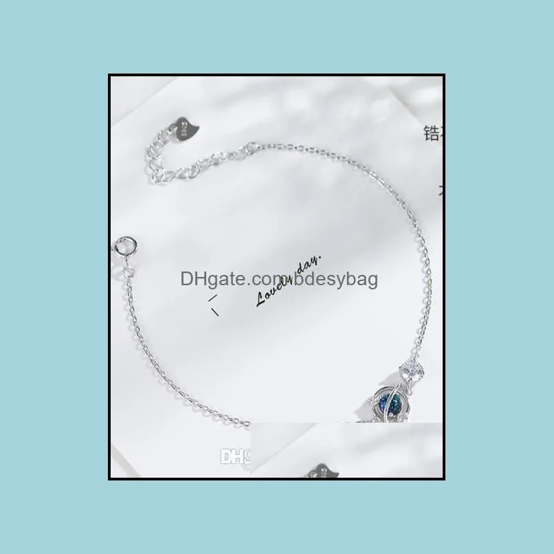 S925 sterling silver bracelet female ins niche design simple bracelet 3 pcs fantasy planet hand jewelry lover birthday gift