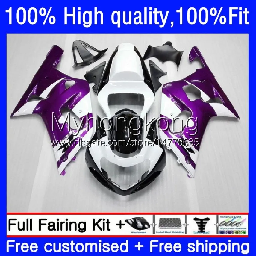 Injection Mold Fairings For SUZUKI GSX-R750 K1 750CC GSXR600 Purple white GSXR-750 01-03 19No.25 GSXR 600 750 CC 01 02 03 600CC GSXR-600 GSXR750 2001 2002 2003 OEM Bodys