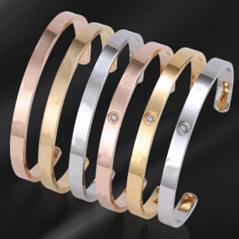 Stainless Steel Classic Personality Diamond Screw Bangles For Men And