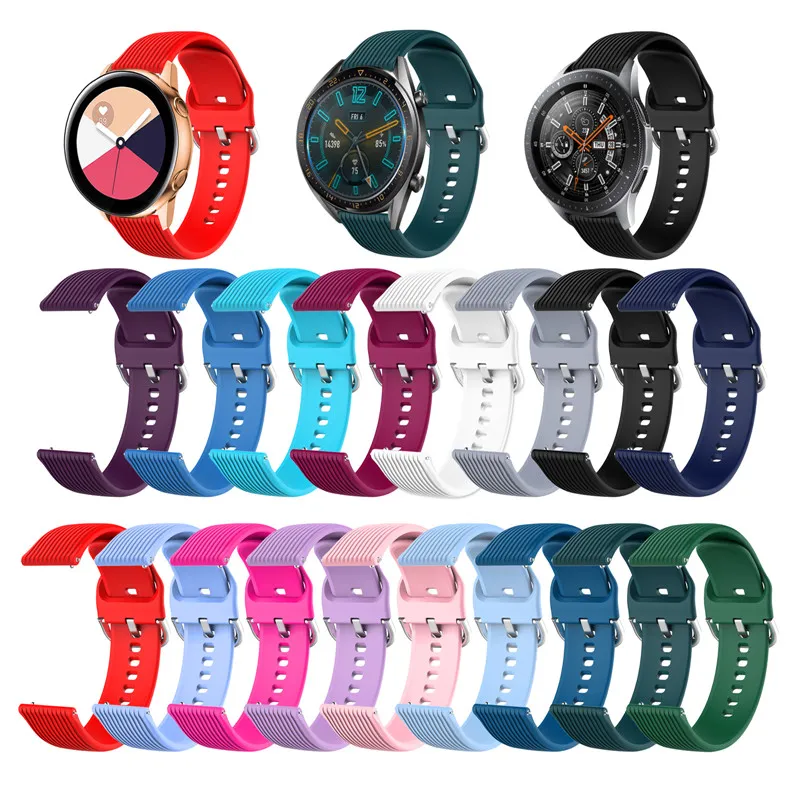 20mm 22mm banda de silicone para Amazfit Bip GTR3 GTS3 para Galaxy Watch 3/4 40mm / 44mm Active 2 45mm 42mm engrenagem S3 relógio pulseira pulseira para Huawei Watch GT3 Garmin Venu 2 Plus