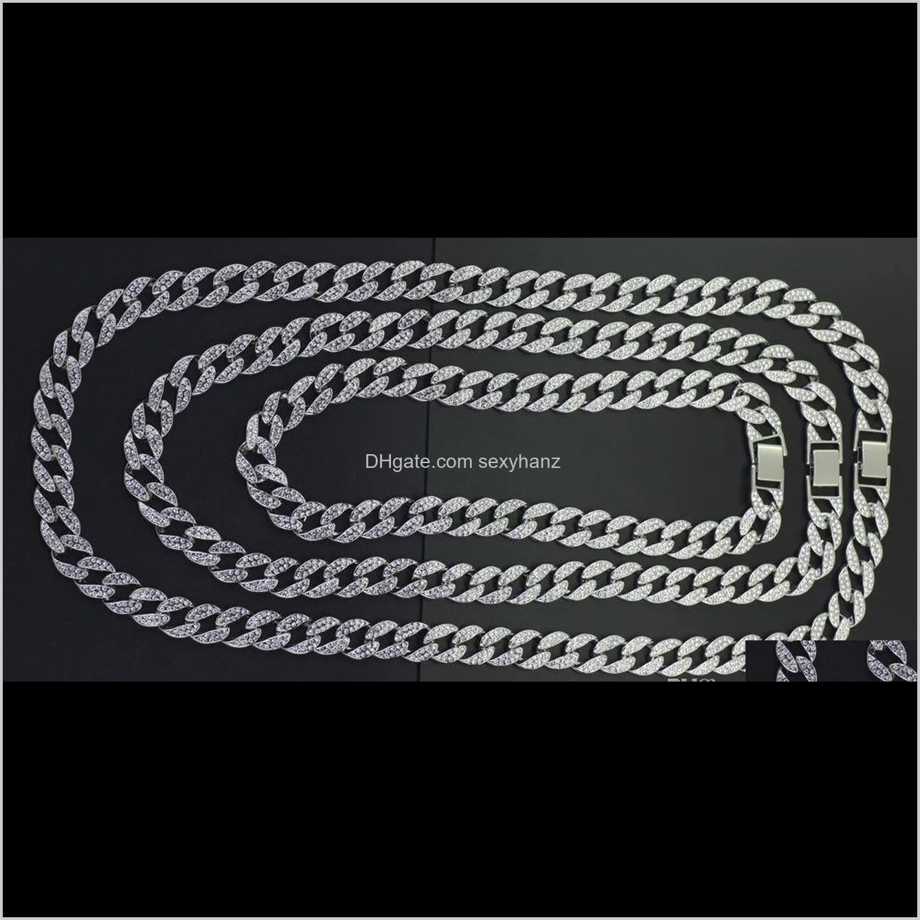 hip hop iced out cuban chain cuban link chain necklace bling bling jewelry 16inch 18inch 20inch 24inch 30 inch