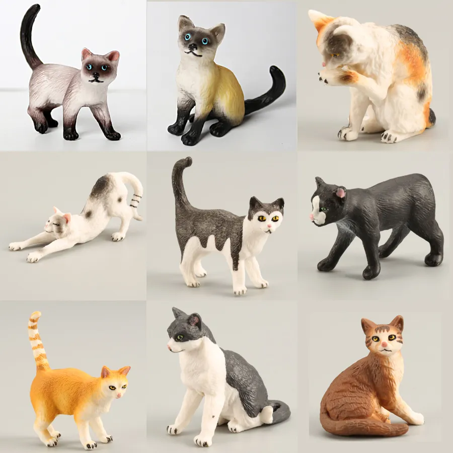 Miniatur-Bauernhof, realistische Katzenfiguren, Spielzeug, pädagogisches Tiermodell, Katzenfiguren, Spielzeugset, Dekoration und Partygeschenke