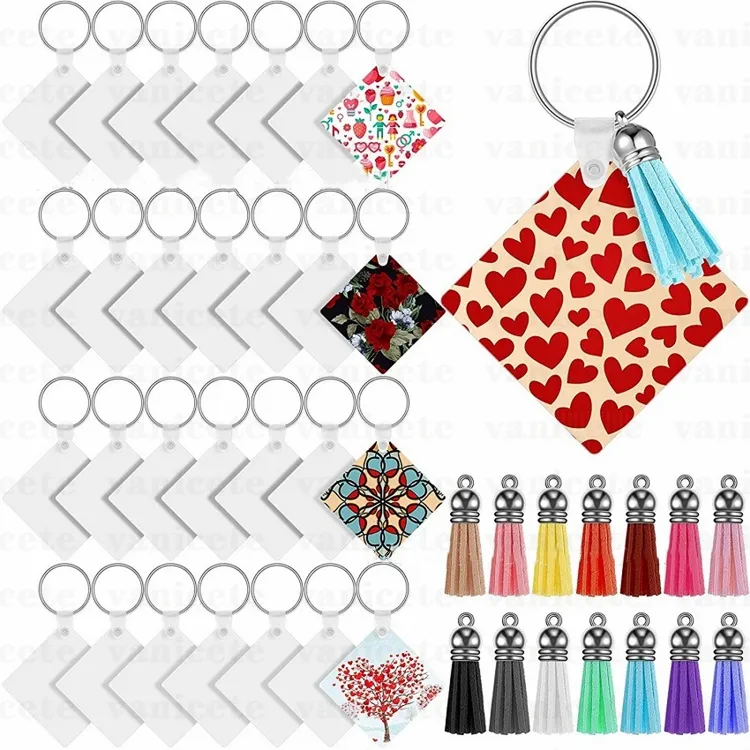 Home Party Favor DIY Blank heat transfer Keychain wooden Key chain tags printable MDF sublimation Keychains tag Event Supplies ocean shippingZC220