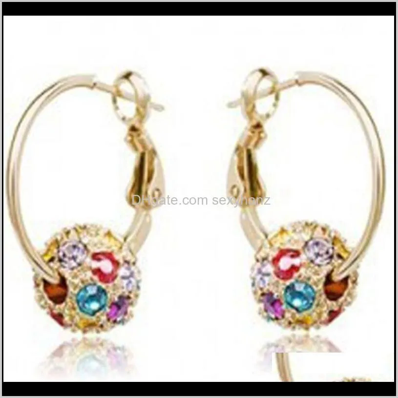 rhinestone hoop earrings for women cherry bblossom crystal ball earrings for lady fashion jewelry christmas gift