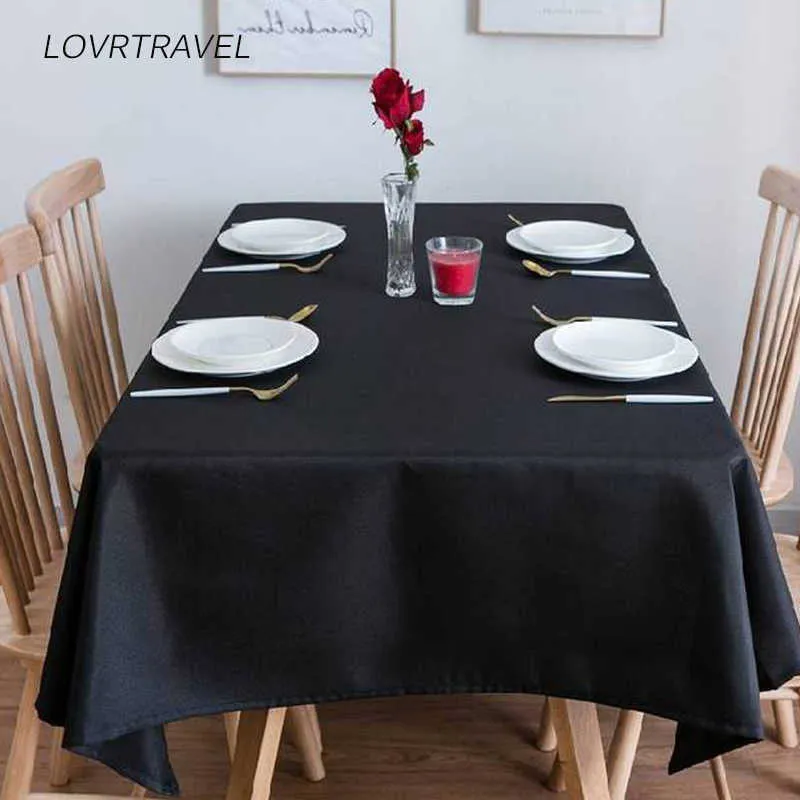 WedDecor Mantel Rectangular Para Mesa De Comedor, 70 X 144 In, Mantel De Poliéster Y Algodón Para Boda, Navidad, Fiesta De Cumpleaños, Color Negro Simple