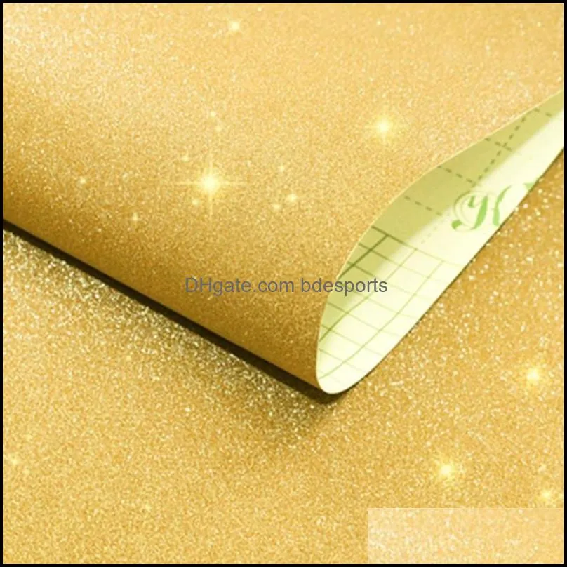 Gold DIY Shining Wallpaper Glitter Wall Stickers Gifts Box Package Dressing Table Decals Self-adhesive Bedroom Stickers Decor1