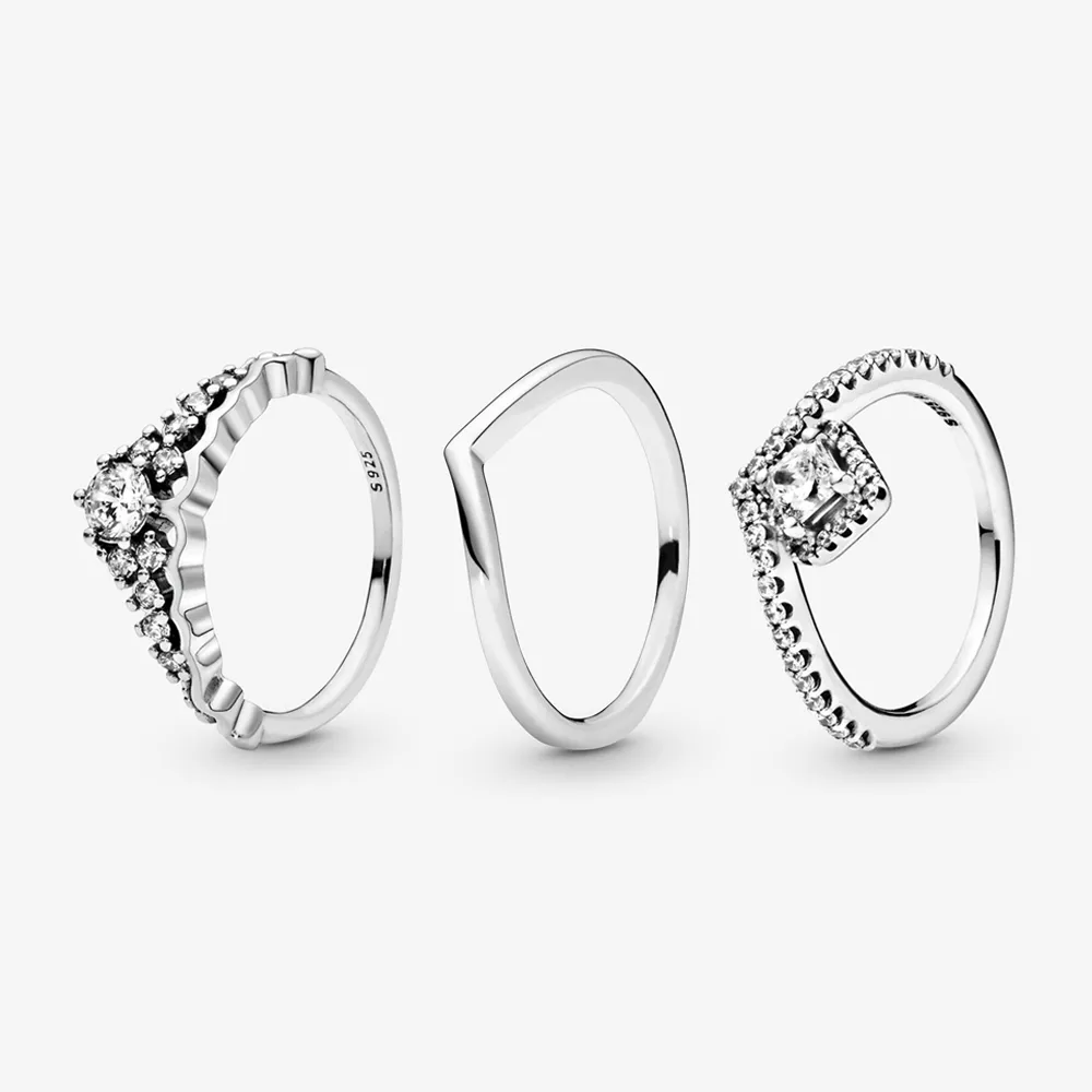 Anello da donna in argento sterling 925 anello originale fata telaio copricapo braccio croce fidanzamento matrimonio impilamento di cristallo gioielli di lusso