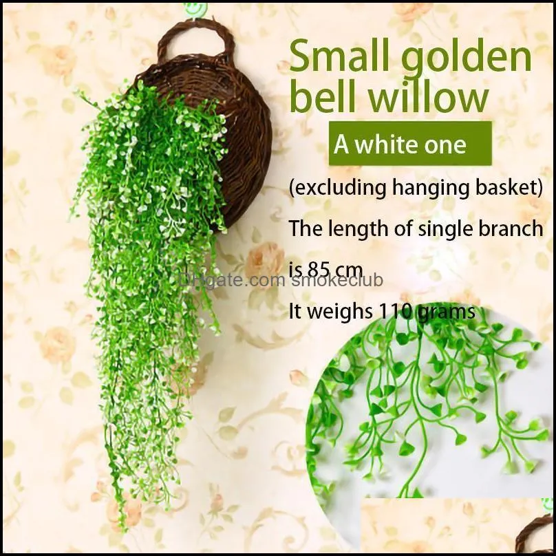 Decorative Flowers & Wreaths Admiralty Willow 85cm, Artificial Green Plants, Flower Vines Living Room Hanging Basket Wall Plastic