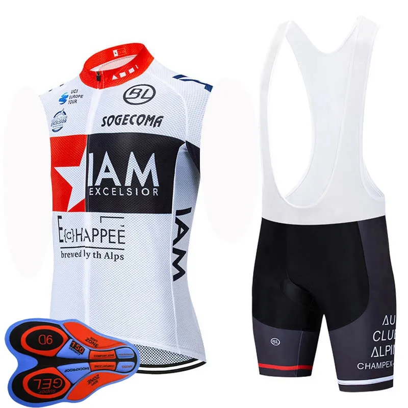 Iam Team 2021 Zomer Ademend Heren Fietsen Sleevless Jersey Vest Bib Shorts Set Bike Kleding Fiets Uniform Outdoor Sports Wear Ropa Ciclismo S21050786
