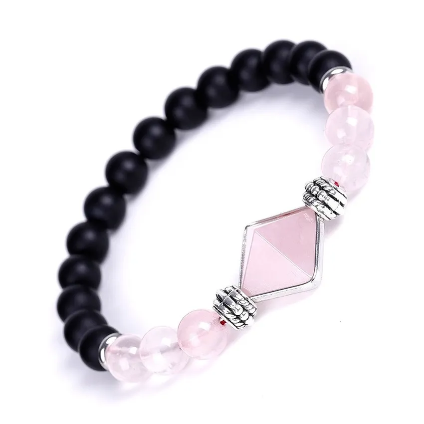 Yoga Chakra Braccialetto a piramide in pietra naturale Bracciale con perline Ametista Occhio di tigre Bracciale con perline Braccialetto Moda Gioielleria raffinata per donna uomo regalo