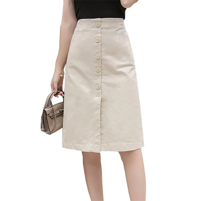 Shintimes faldas mujer moda летнее колено длина карандаш юбка кнопка высокая талия черный белый раздел старинные школьные юбка 210730