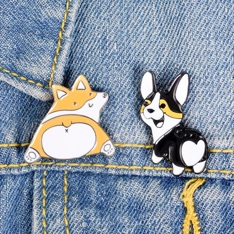 Mignon chiot chien broche broches dessin animé Animal émail épinglette pour femmes hommes haut robe cosage mode bijoux volonté et sable